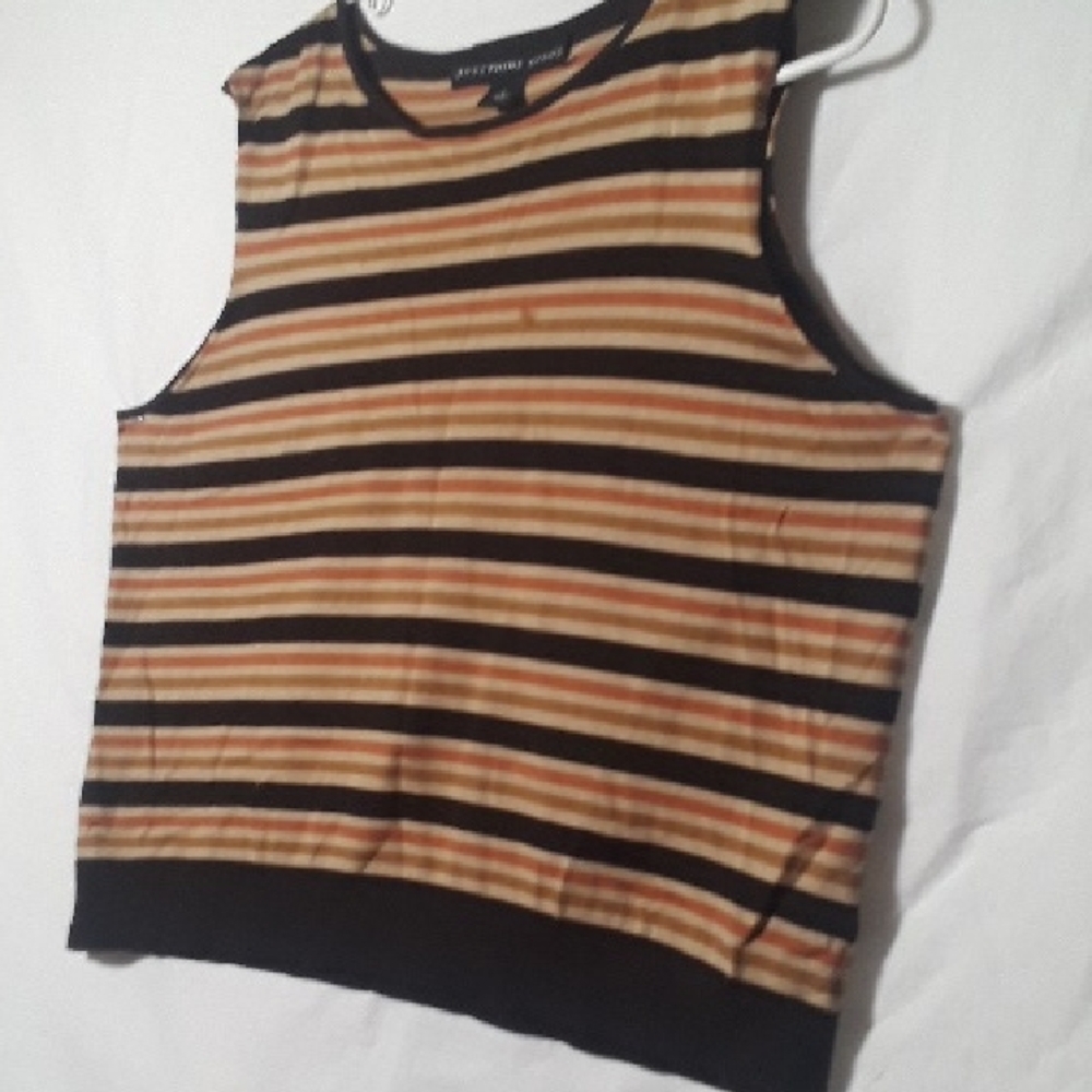 Josephine Chaus Black and Tan Striped Tank Top